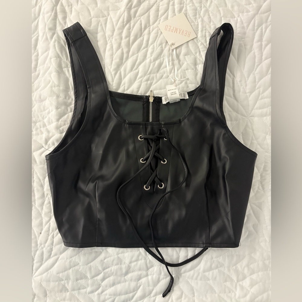Revamped Black Lace-Up Tank Top